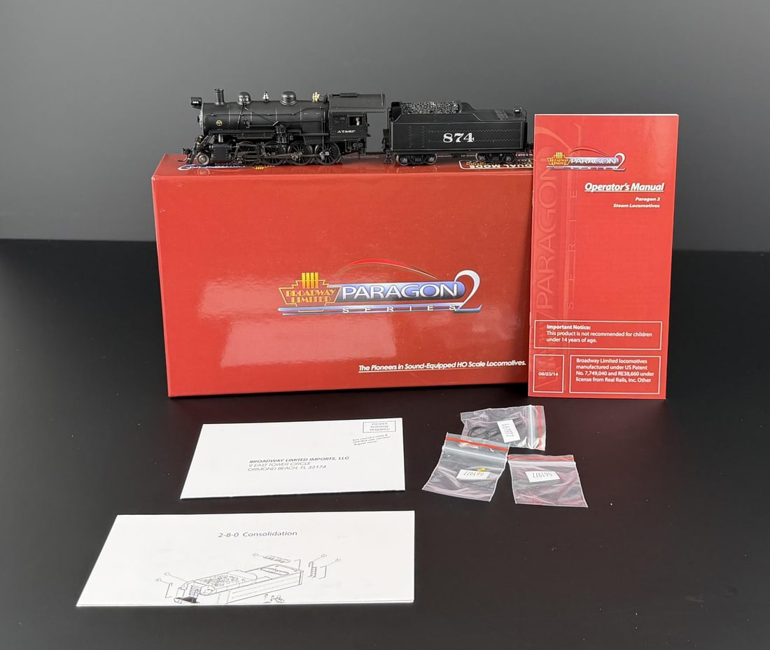 Broadway Limited Paragon Series 2 2786 Locomotive: 2-8-0 Consolidation ATSF 874