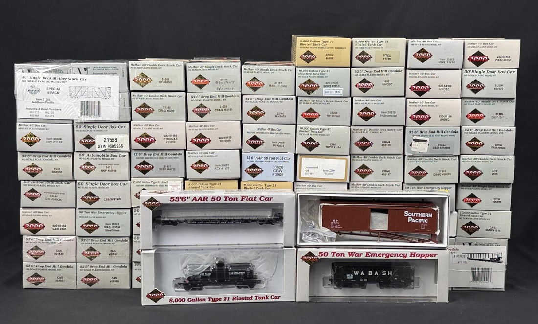 Collection of Proto 2000 Tankers Hoppers Boxcars: 80 Total