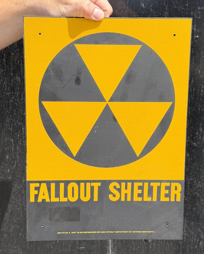 US Department of Defense Fallout Shelter Sign: Vietnam War. 1963. Original. 10" by 14".