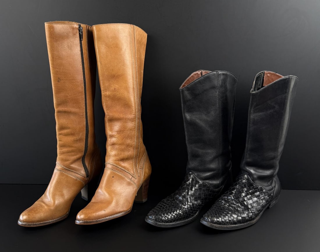 Collection of Leather Cowgirl Boots: Both Size 7B