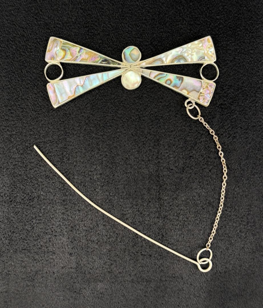 Mexican Alpaca Silver Abalone Hair Pin (1 of 4)