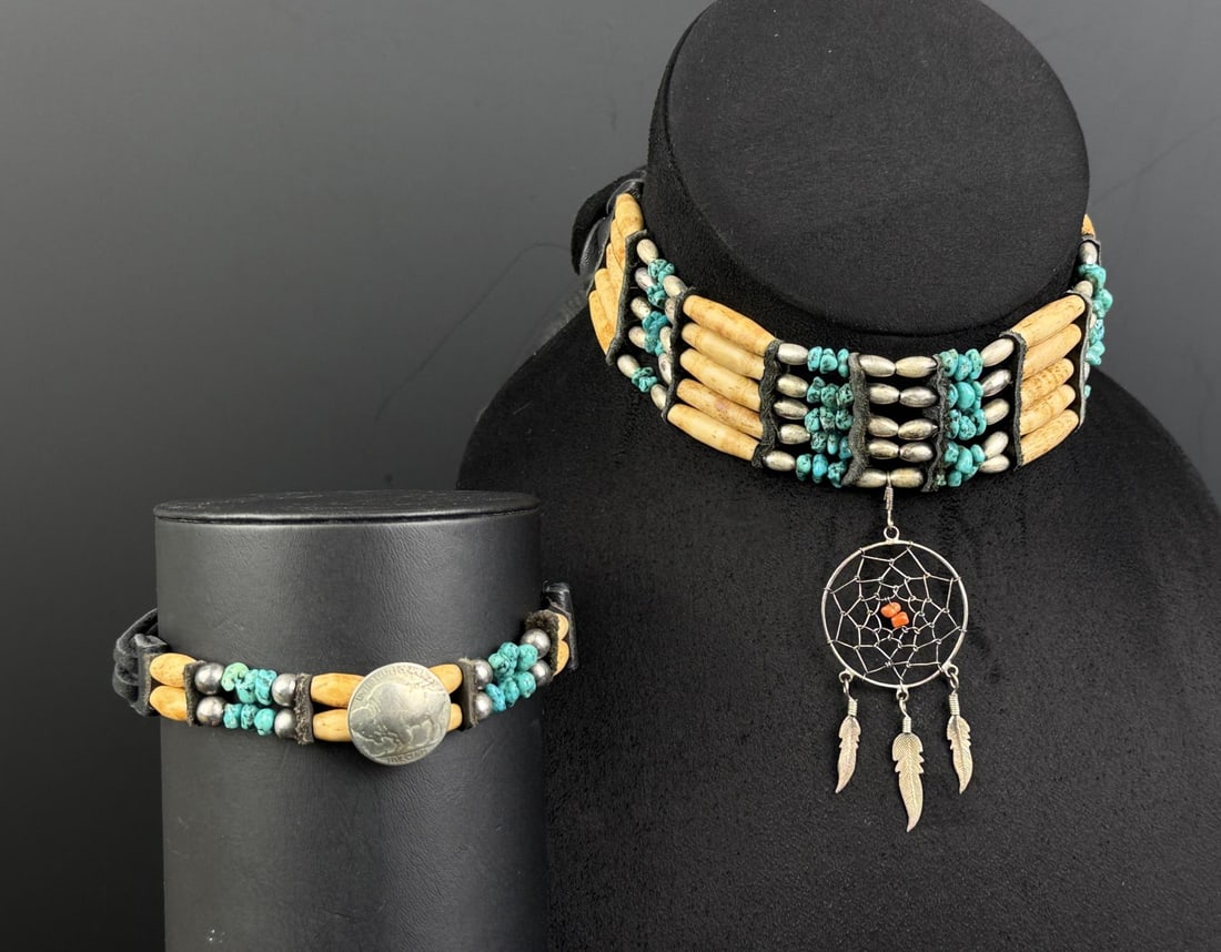 Plains Indian Bone Hairpipe Choker and Bracelet (1 of 7)