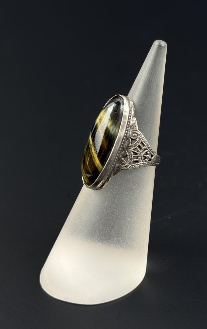 Sterling Silver Tigers Eye Oval Ring (1 of 6)