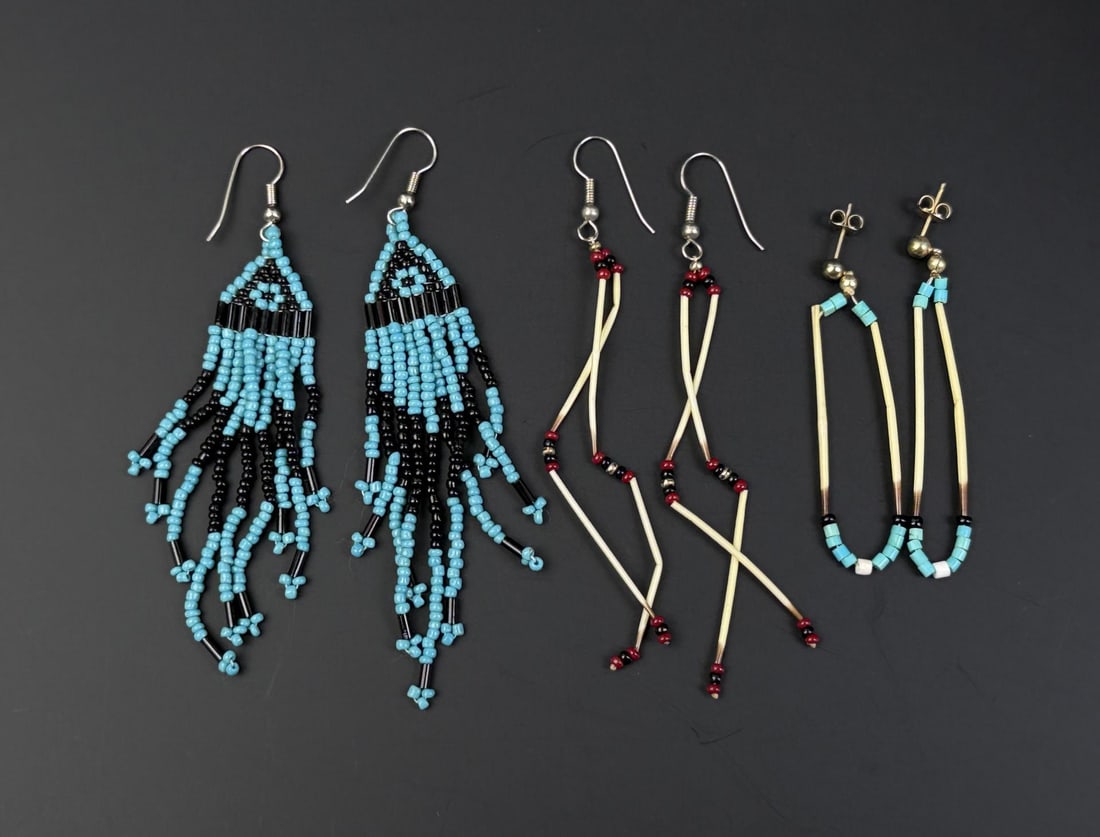 Native American Indian Porcupine Quill Earrings (1 of 4)