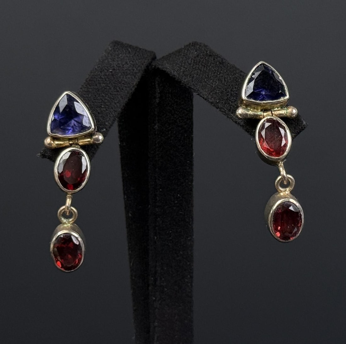 Sterling Silver Iolite and Garnet Earrings (1 of 4)