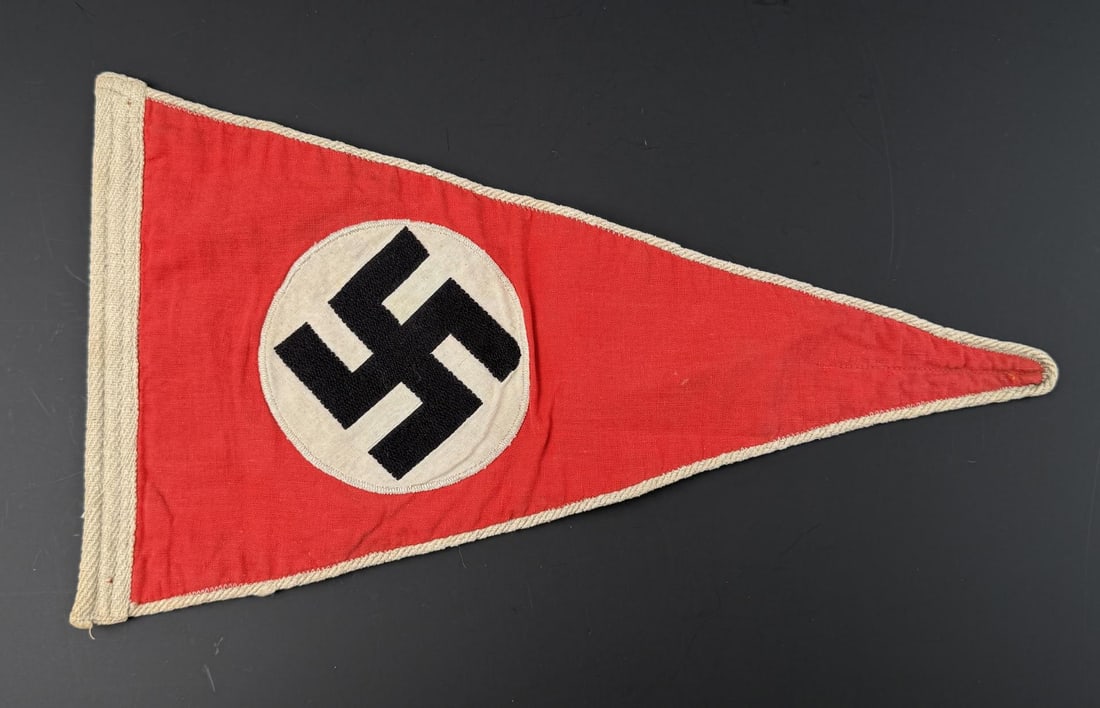WW2 German NSDAP Vehicle Pennant Flag: 11 1/2" long. Questionable authenticity.