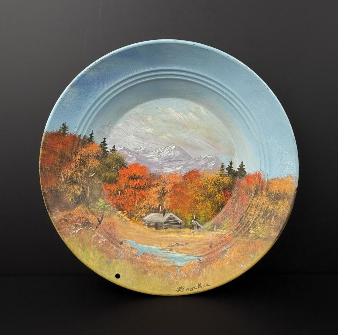 Fran's Montana Goldpan Painted Gold Pan: 11 3/4" across.