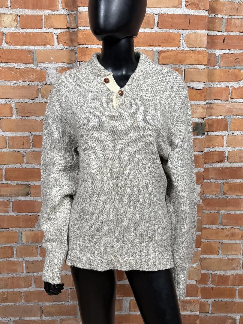 Vintage Boat House Row Wool Blend Henley Sweater: Size Medium.