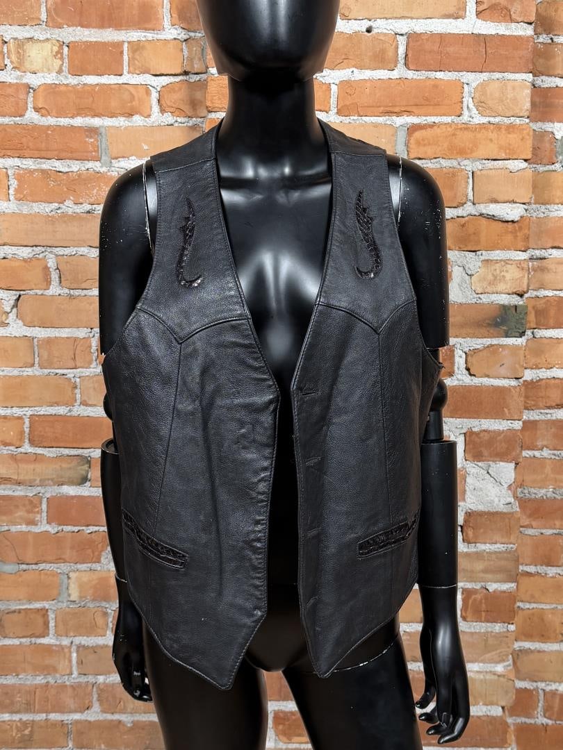 G Fine Leathers Black Leather Biker Vest (1 of 6)