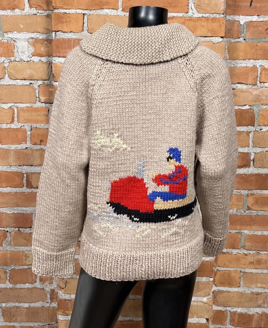 Vintage Cowichan Indian Zip Up Sweater Whale (1 of 6)