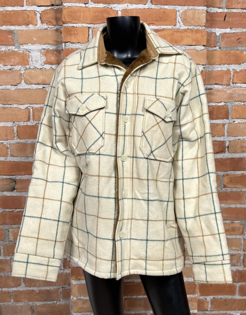 Woolrich Lined Cream Plaid Wool Jacket Coat (1 of 5)