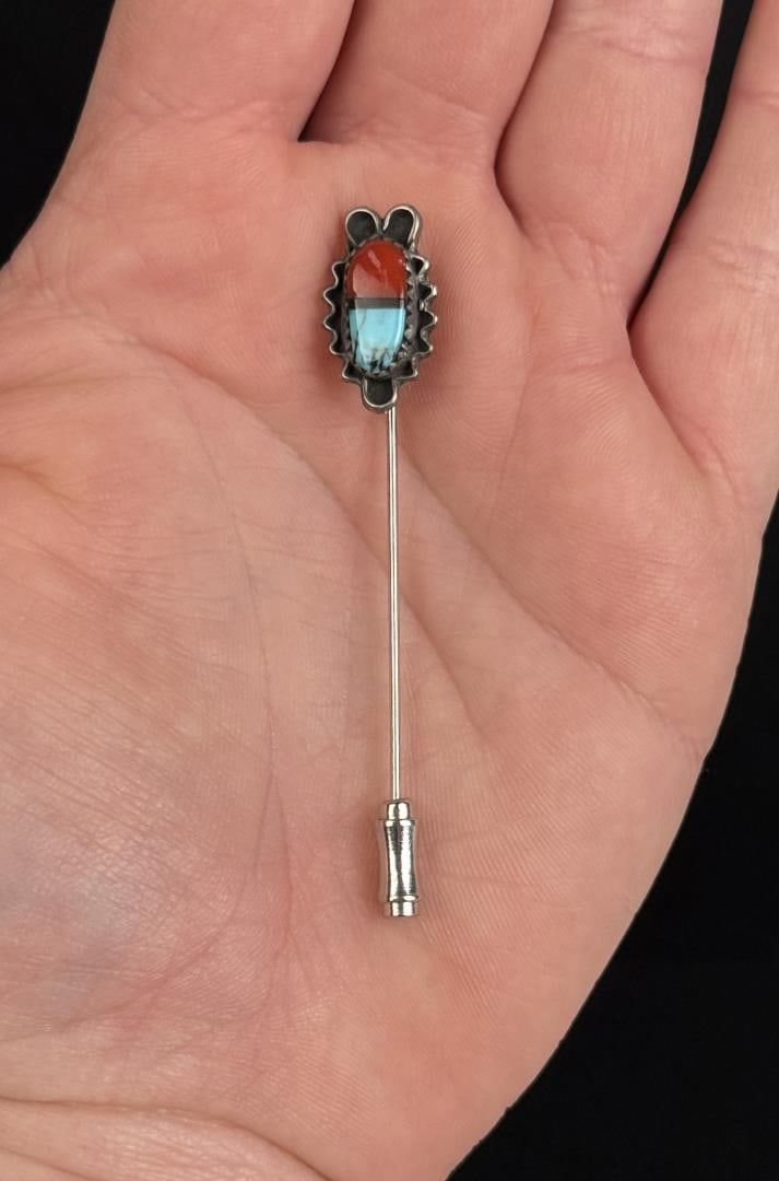 Zuni Sterling Silver Turquoise Stick Pin (1 of 3)