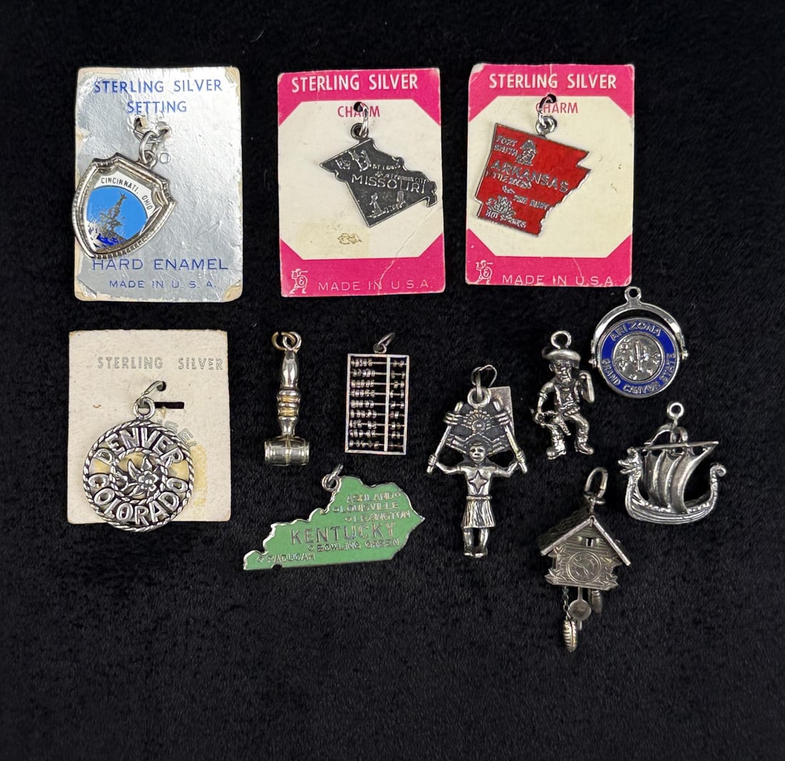 Lot of Sterling Silver Bracelet Charms: 27.57 gram total weight