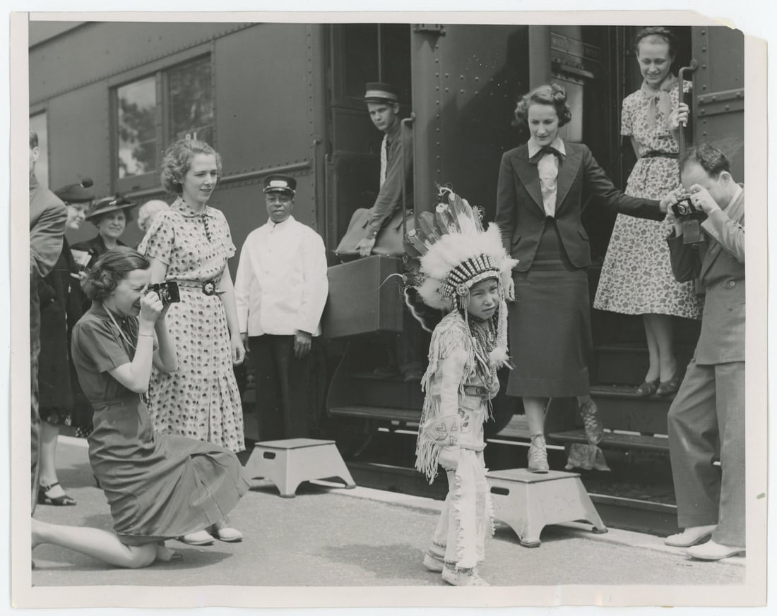 Chief Flying Higher Indian Glacier Park Photo: Dances for Dimes. Chief Flying Higher Dances for Tourists of the Great Northern Railway. 7" by 9".
