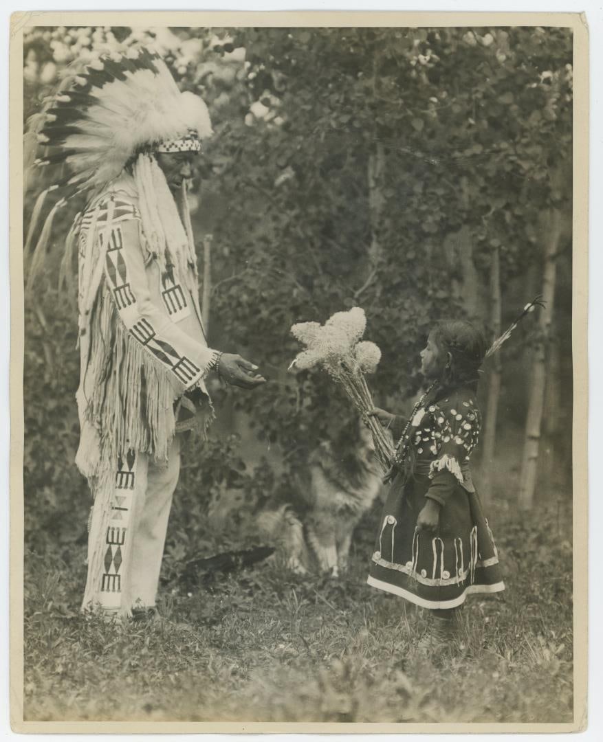 Little Bear Flower Montana Blackfoot Indian Photo: Glacier National Park Montana. Signed by Helen Fitzgerald. 8" by 10".
