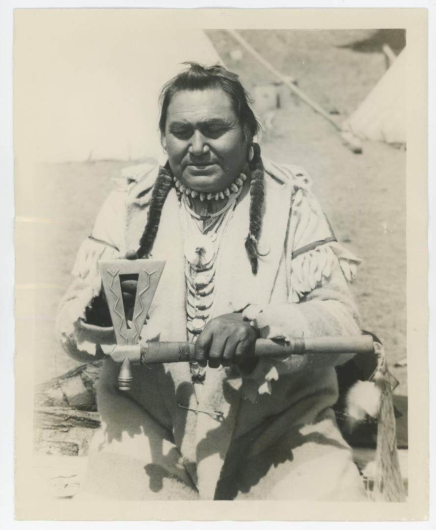 Chief Short Face Blackfoot Montana Indian Photo: A Dull Tomahawk Makes a Good Indian. 8" by 10".