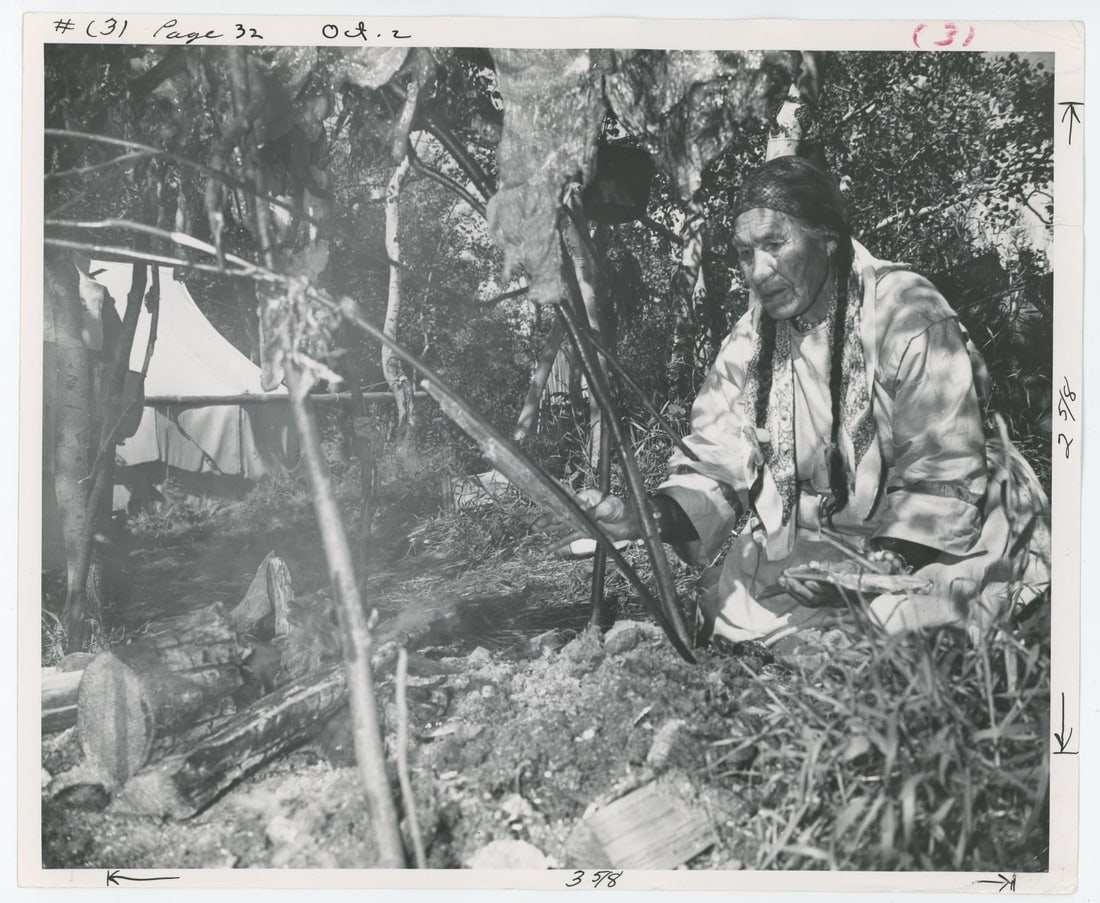 Montana Blackfoot Indians Making Jerkey Photo: 8" by 10"