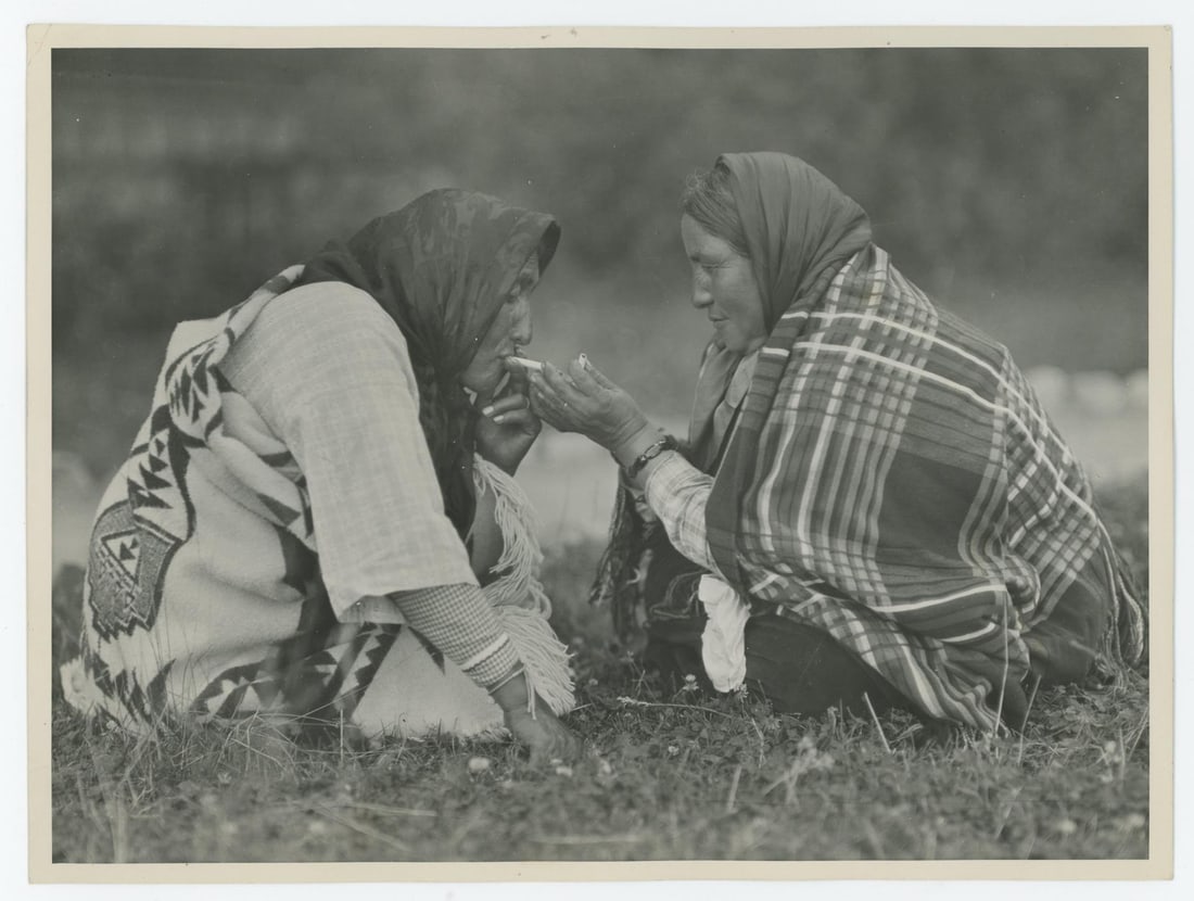 Lighting Up Montana Blackfoot Indian Photo: Photographer is TJ Hileman. 7 1/2" by 10"