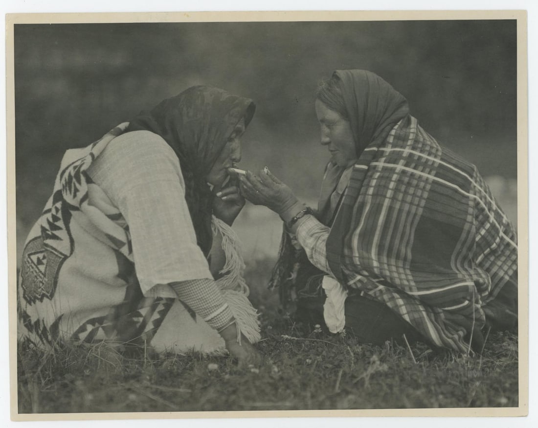 Lighting Up Montana Blackfoot Indian Photo: Photographer is TJ Hileman. 7 1/2" by 10"