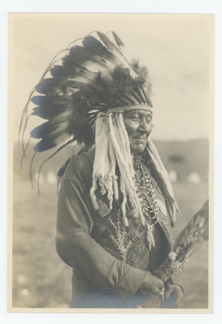Edward Boos Chief Yellow Mountain Indian Photo: Chief Yellow Mountain was a participant in the Swan Massacre of 1908. 8" by 10" Deputy Game Warden Charles Peyton was shot and killed while attempting to arrest two Native Americans for hunting withou