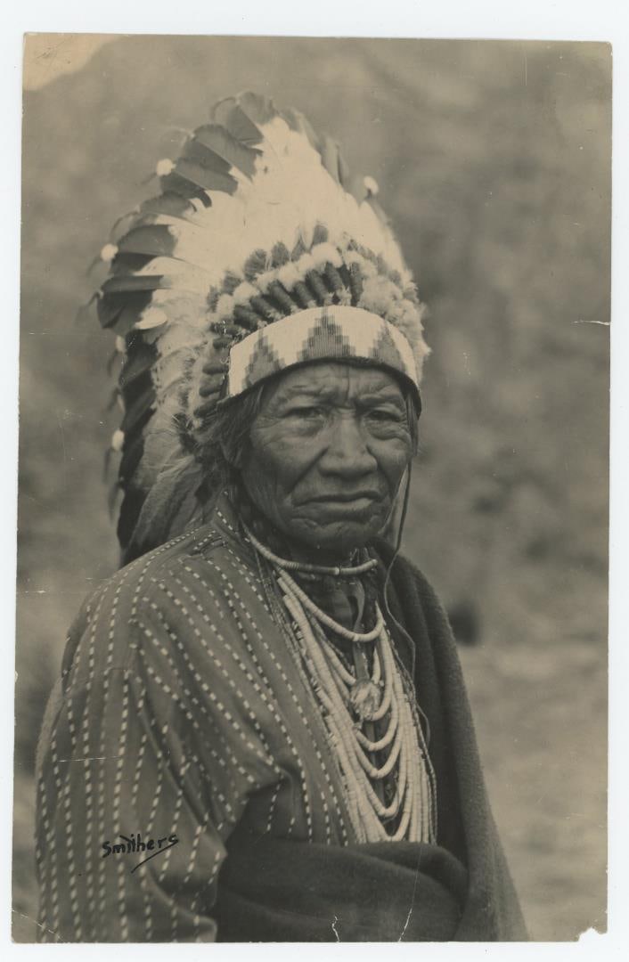 C. Owen Smithers Chief Charlo Montana Indian Photo: Photographer is C. Owen Smithers of Butte Montana. 6" by 9 1/4".