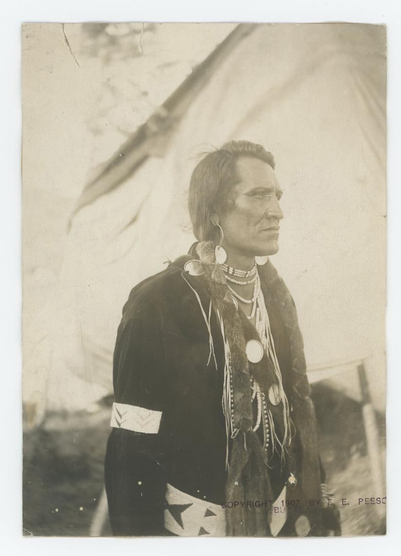 Victor Vanderburg Montana Flathead Indian Photo: Photographer is F.E. Peeso Butte Montana. 4 1/2" by 6 1/2".