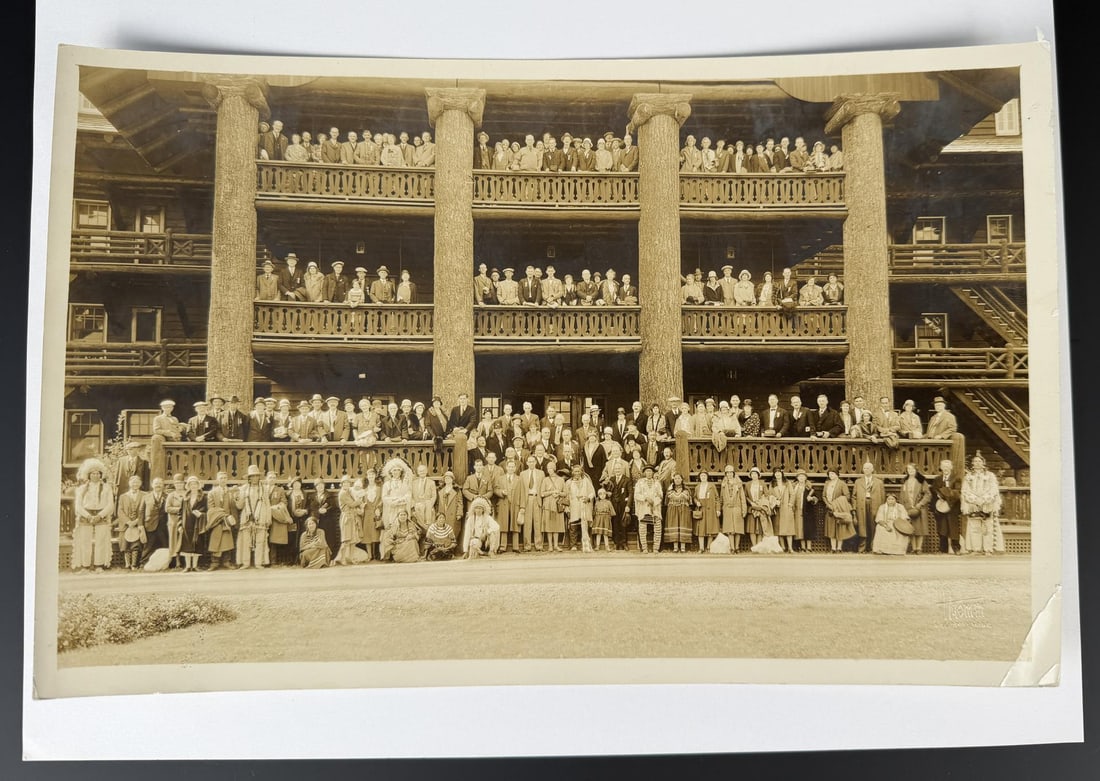 Glacier National Park Montana Hotel Photo: 1st Annual Prairie Farmer's Trip to Adventureland. 1930. Photographer is TJ Hileman. 7" by 11"