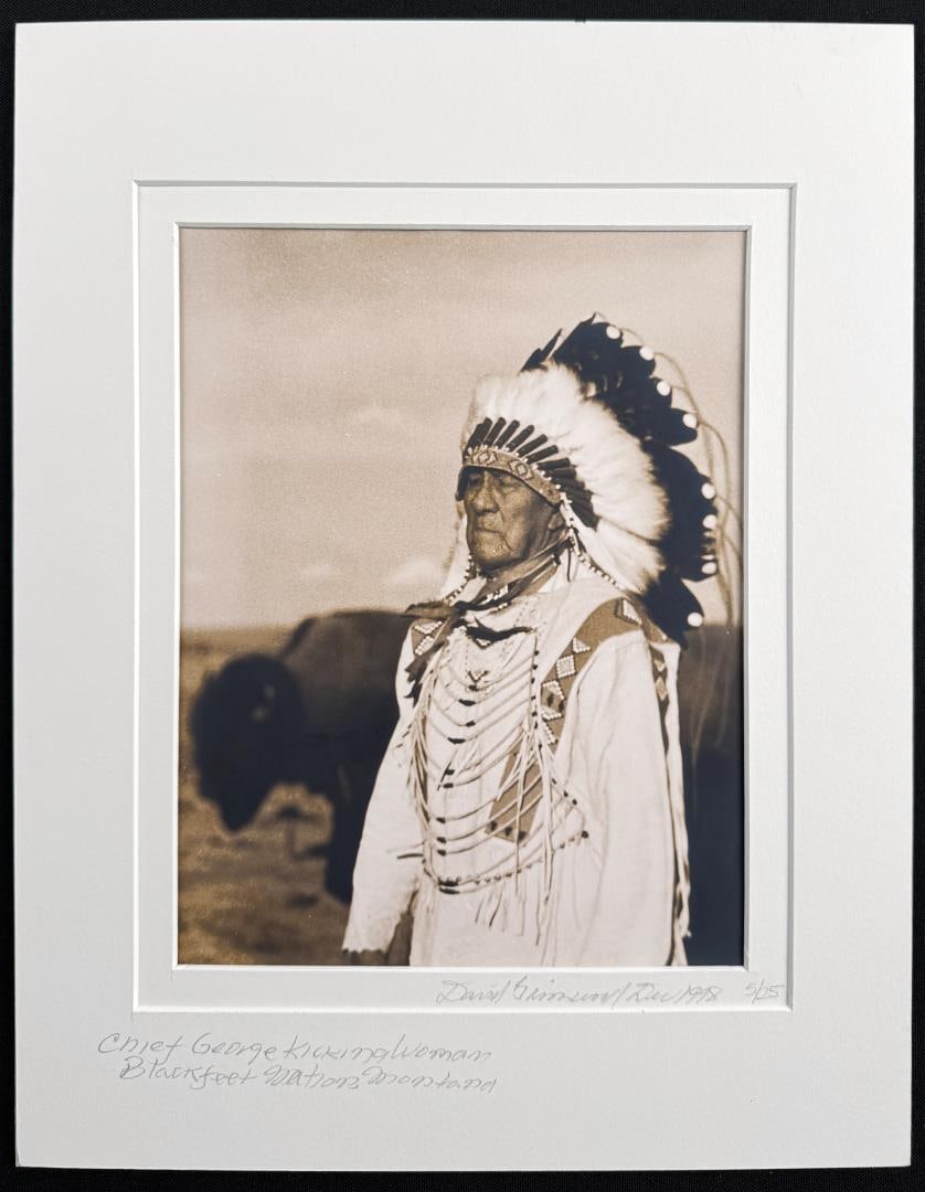 Chief George Kicking Woman Blackfoot Indian Photo: Photographer is David Grimwood. 11" by 14" in matte.