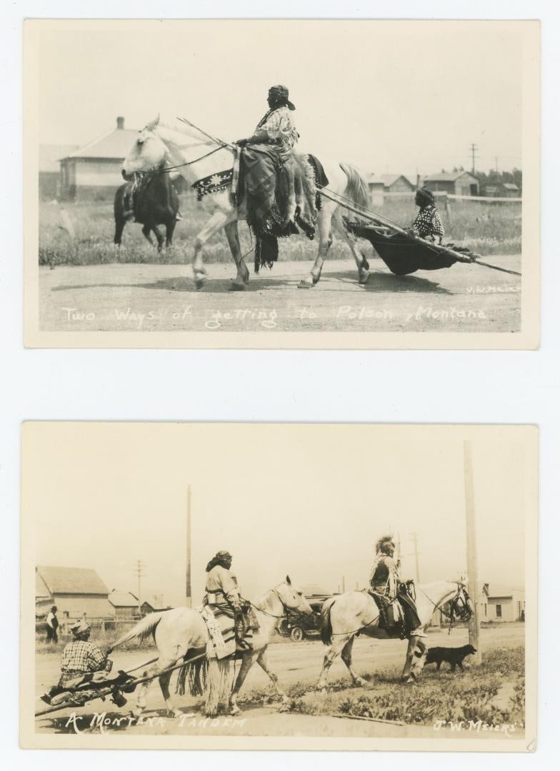 Montana Flathead Indian Travois RPPC Postcards (1 of 3)