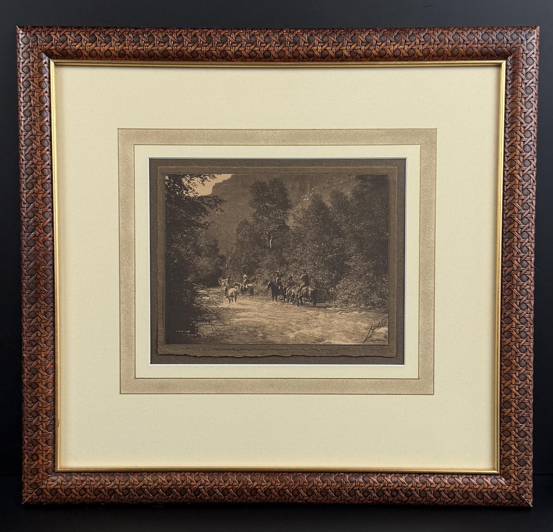 Edward Curtis A Mountain Fastness Photo: Silver Gelatin Photo. Signed by Curtis as shown. 16 1/2" by 18" framed.
