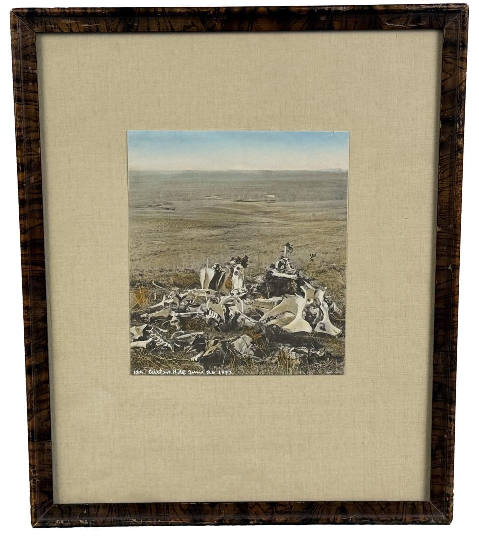 Laton Alton LA Huffman Custer Battle Montana Photo: 7" by 8" unframed. 14 1/4" by 17 1/8" framed. Laton Alton Huffman (1854-1931) arrived in Miles City, Montana Territory, in 1879 and took the job of post photographer at Fort Keogh, and that same year 