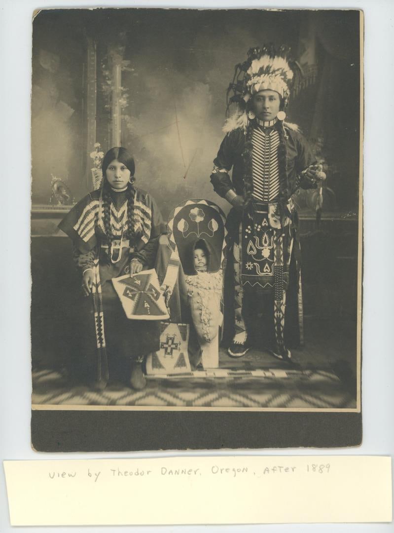 Oregon Nez Perce Indians Cabinet Photo: Photographer is Theodore Danner of Heppner Oregon. 7" by 9 1/2". Provenance: The Larry Ness Collection of Native American Photography