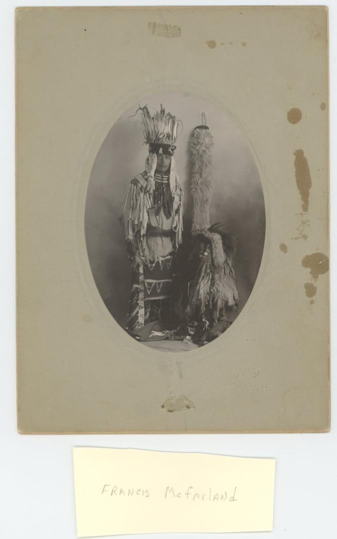 Francis McFarland Nez Perce Indian Cabinet Photo: Se-Lu-Pah-Lu-Tin (aka Painted Eyes, aka Francis McFarland). 6" by 8". Provenance: The Larry Ness Collection of Native American Photography