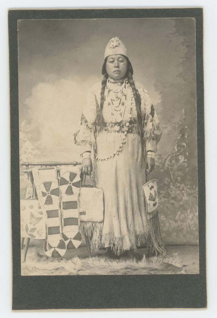 Nez Perce Indian Hide Beader Photo: 4 1/4" by 6 1/2" Provenance: The Larry Ness Collection of Native American Photography