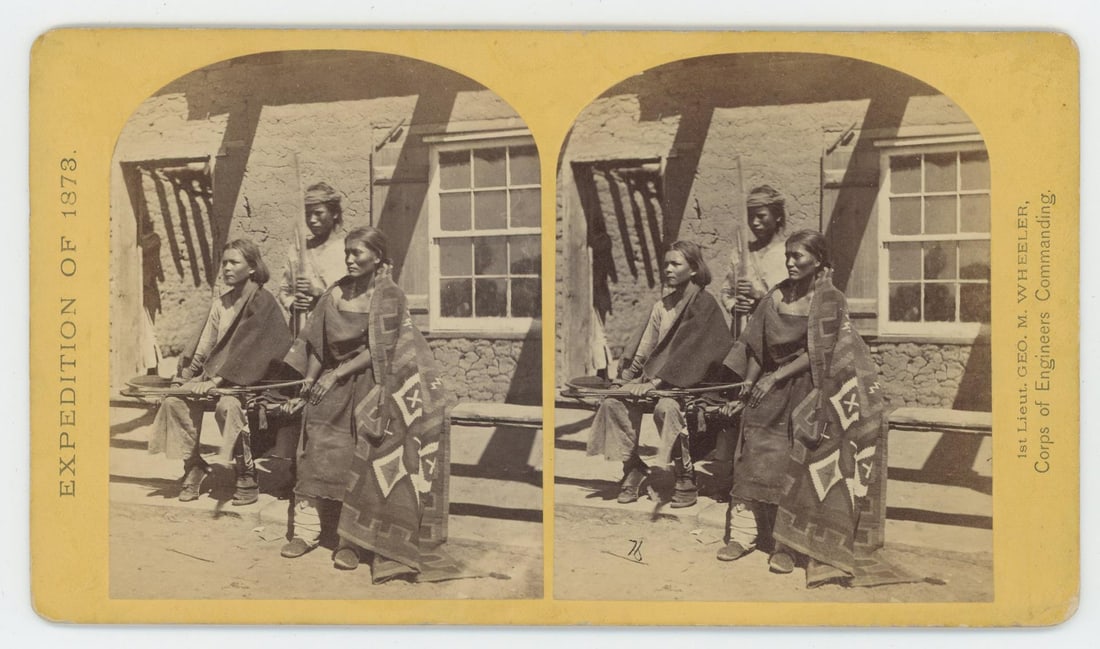 Timothy O'Sullivan Navajo Indians Stereoview: Old Fort Defiance, New Mexico. Wheeler Geographical Explorations and Surveys West of the 100th Meridian Provenance: The Larry Ness Collection of Native American Photography