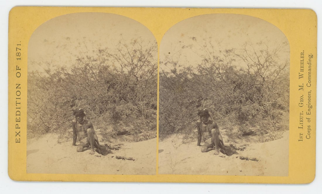 Timothy O'Sullivan Mohave Indian Stereoview: Wheeler 1871 Expedition Geographical Explorations and Surveys West of the 100th Meridian Provenance: The Larry Ness Collection of Native American Photography