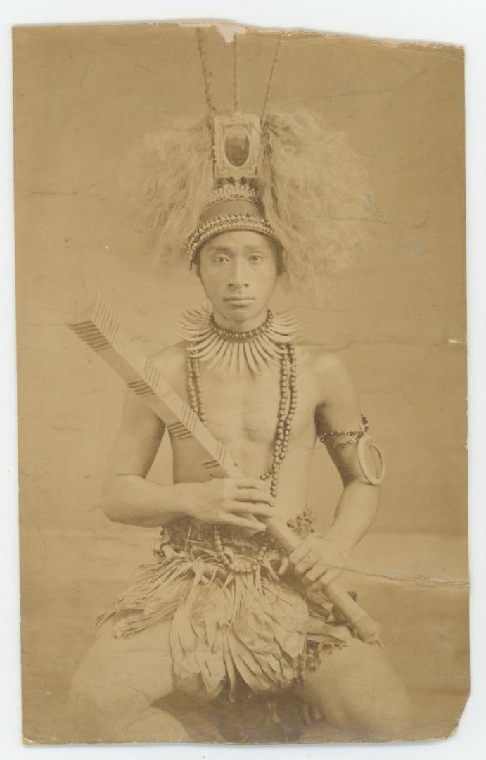 South Pacific Samoan Chief Warrior Photo: 4" by 6 1/2" Provenance: The Larry Ness Collection of Native American Photography