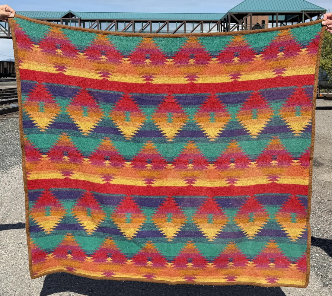 Antique Pendleton Indian Wool Blanket: 56" by 62"