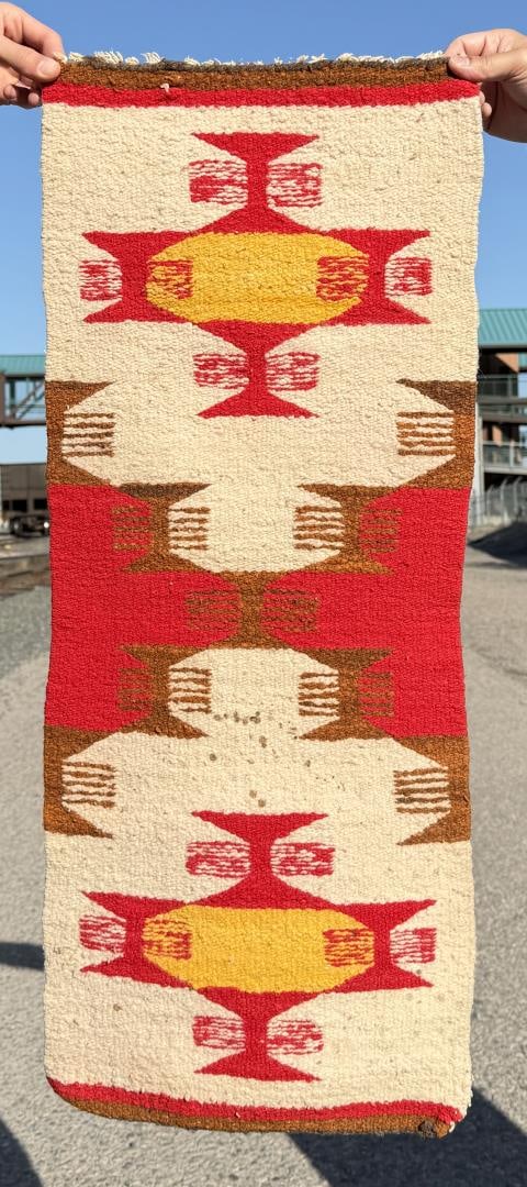 Navajo Indian Saddle Blanket Gallup Throw Rug: 15" by 35"