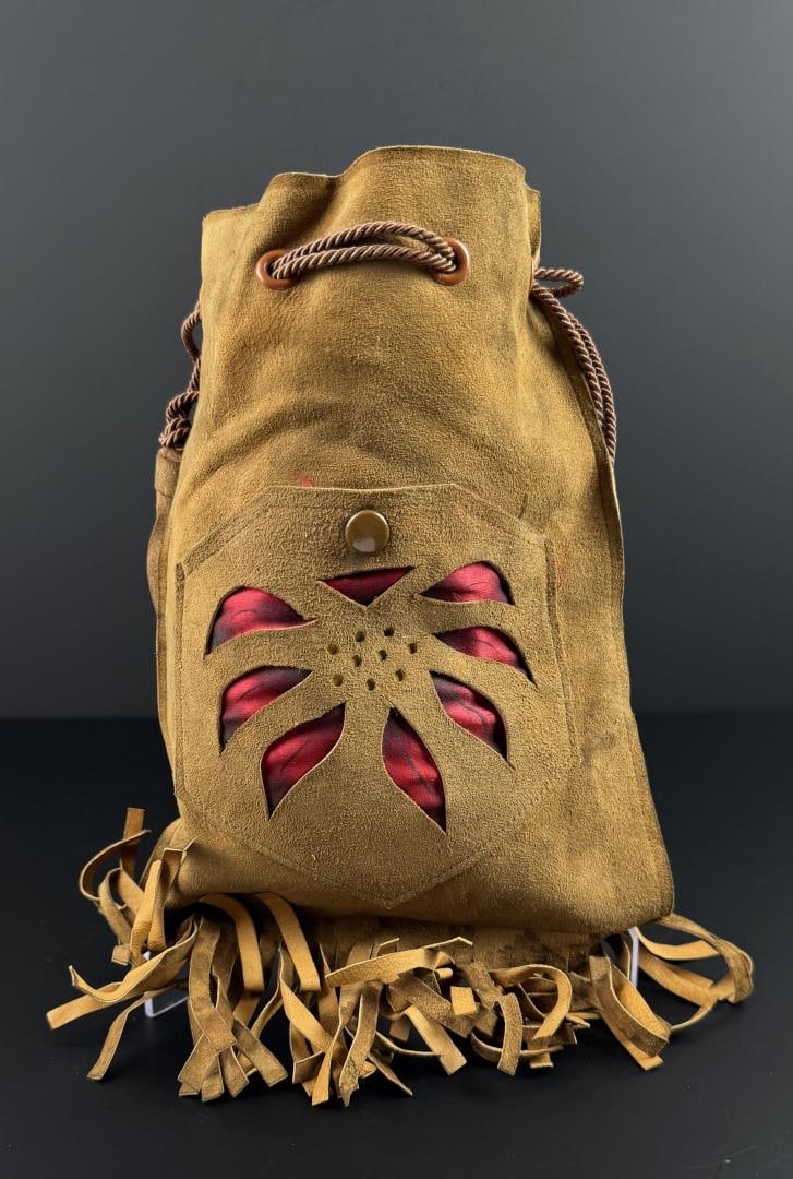Art Deco Suede Leather Pouch: 11" long.