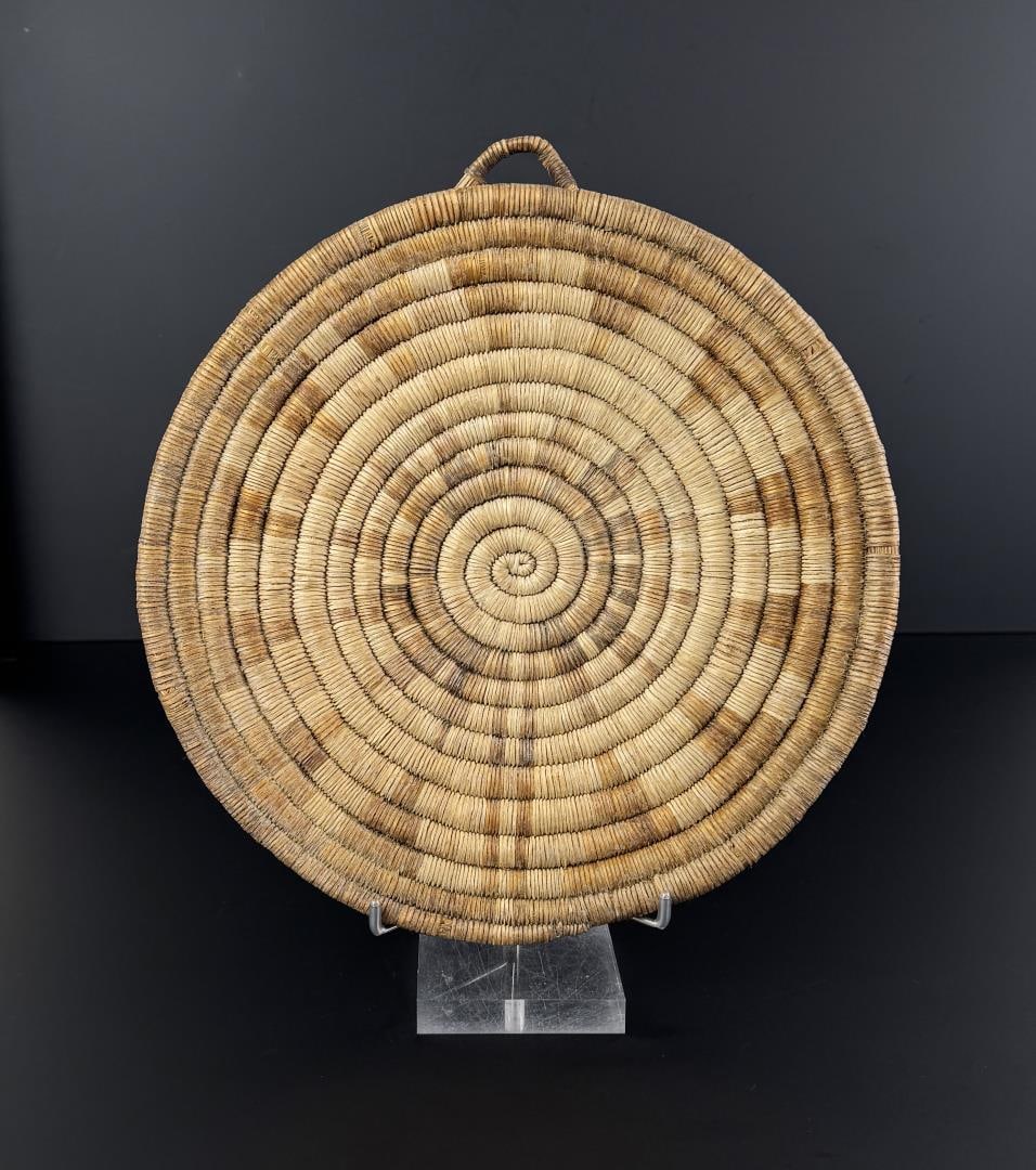 Hopi Second Mesa Native American Indian Basket: 11 7/8" by 11 78" by 1 1/4".