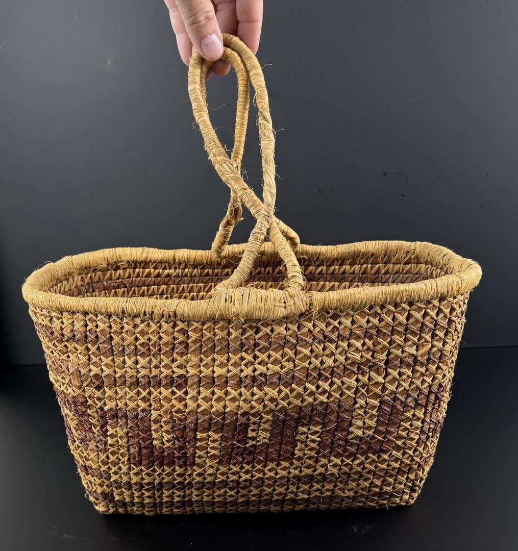 Nootka Makah Northwest Coast Indian Basket: 14 1/4" by 9 1/4" by 8 7/8".