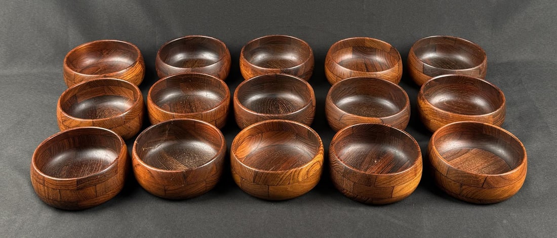 Mid Century Ernest Sohn Teak Bowls: 6" diameter, 2 1/4" tall. 15 total.