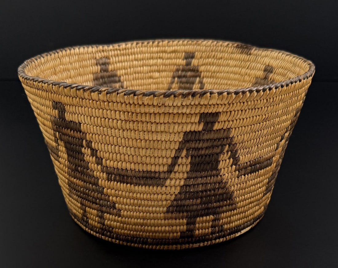 Pima Native American Indian Figural Basket: 9 1/2" diameter, 5 1/8".