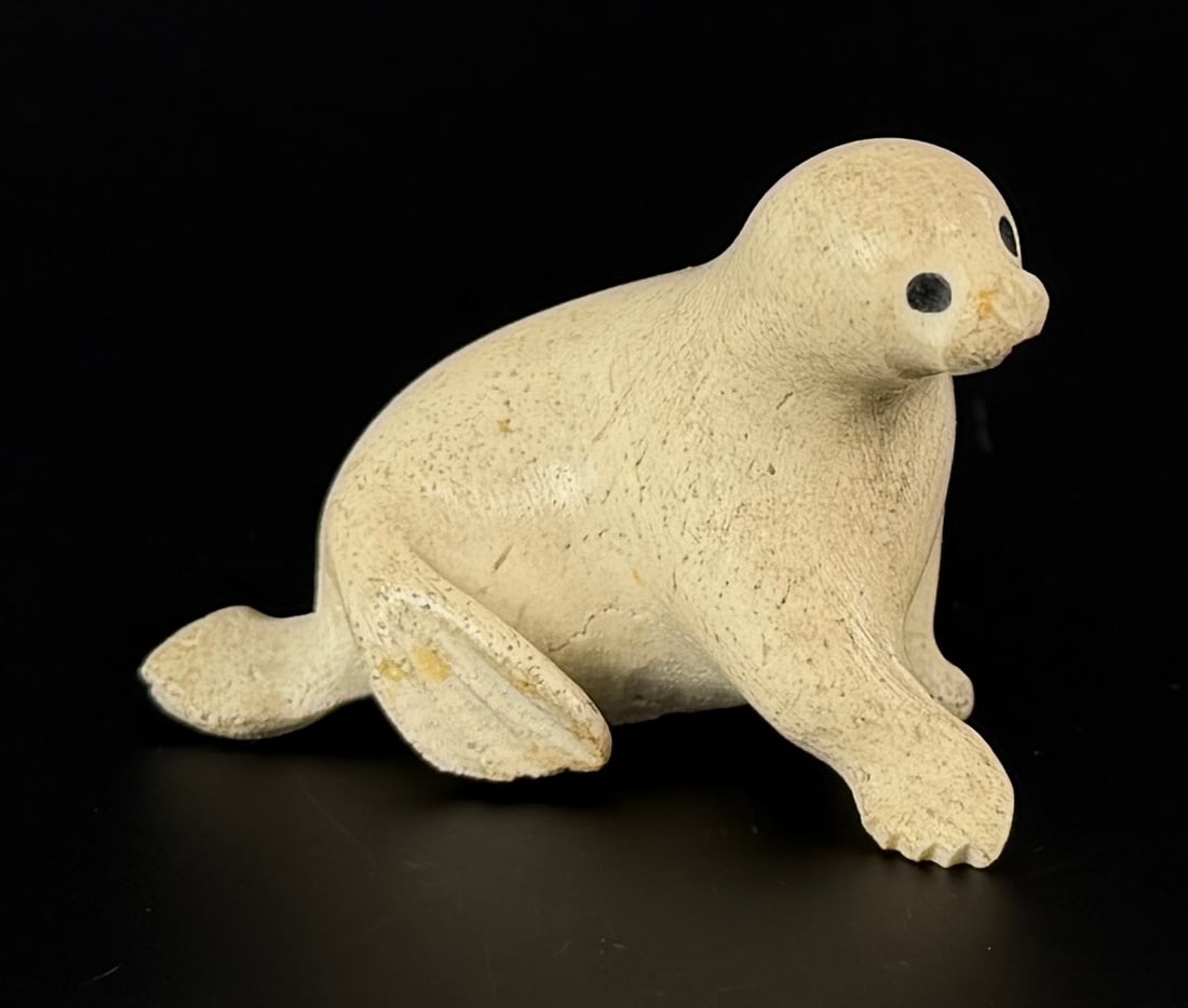 Felicite Kuwianartok Kaunak Inuit Carved Seal: 2 5/8" by 1 3/4" by 1 5/8"