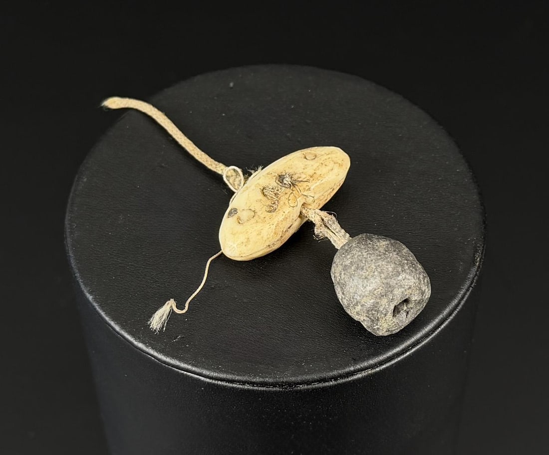 Ancient Thule Inuit Alaskan Eskimo Line Sinker: 2 3/4" long. Native made prior to 1972. This item cannot be shipped to Oregon, California, Hawaii, New York, New Jersey, Internationally, or any other state that prohibits.