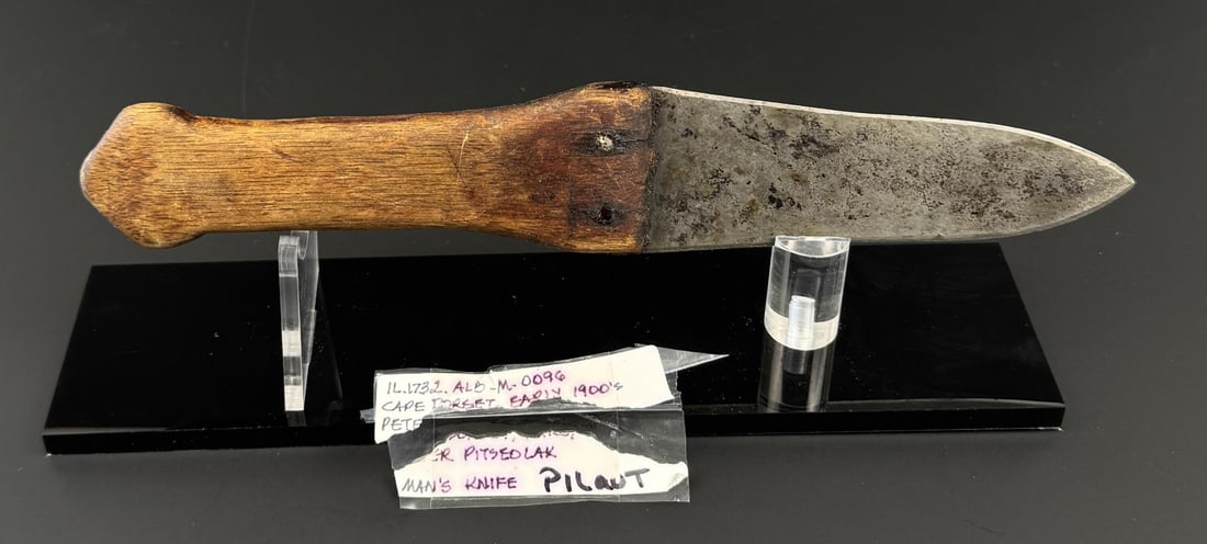 Peter Pitseolak Cape Dorset Inuit Eskimo Knife: 10 7/8" long.