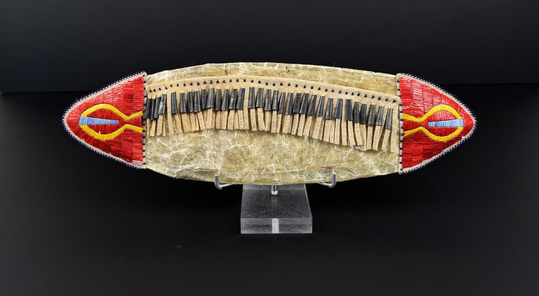 Dakota Plains Indian Quilled Buffalo Heart Bag: 14" by 4 1/4". First Quarter of the 19th Century.