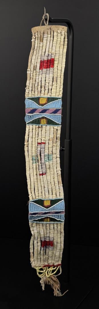 Montana Crow Indian Quilled Hair Drop: 24" long. Last Quarter of the 19th Century.