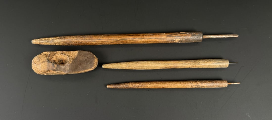 Alaskan Inuit Eskimo Scrimshaw Tools Bow Drills: Nice grouping.